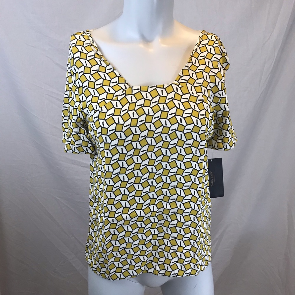 NWT Zara basic mustard geometric patterned Shirt … - image 1